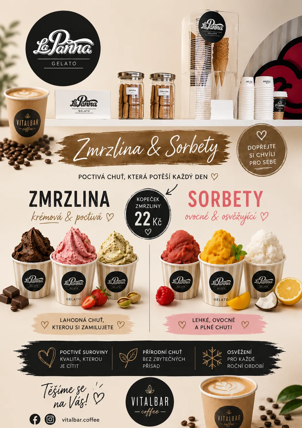 La Panna Gelato — Zmrzlina & Sorbety ve Vitalbar-Coffee